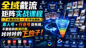 全域截流矩阵实战课程|7大截流玩法+6大平台落地,素人号+行业号双布局,不要脸的截流打粉,咔咔咔的下钩子!-开心分享网