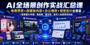 AI全场景创作实战汇总课|电商带货+自媒体内容+办公增效+视觉设计全覆盖,一套掌握AI作图、做视频、做文档、数字人全套落地技能-开心分享网