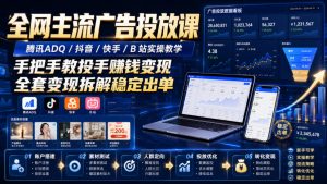 全网主流广告投放课,腾讯ADQ / 抖音 / 快手 / B 站实操教学,手把手教投手赚钱变现,全套变现拆解稳定出单-开心分享网