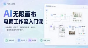 AI无限画布电商工作流入门课,从电商图片、详情页、带货视频到TK亚马逊产品上架模板实战,一套课程搞定-开心分享网