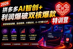 2026拼多多AI智创+利润爆破双核爆款特训营,收获底层逻辑、活动矩阵、付费优化、0-1打爆SOP(更新0810)-开心分享网
