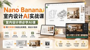 Nano Banana室内设计AI实战课,室内设计师必学AI课,用无限画布快速出效果图、做设计视频-开心分享网