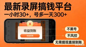 零撸手机项目录屏搞钱平台,一小时30+,号多一天300+,不黑号,不风控,无需提现直接到账【揭秘】-开心分享网