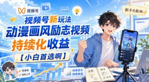 视频号新玩法动漫画风励志视频,持续化收益【小白首选啊】-开心分享网