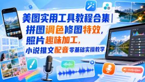 美图实用工具教程合集|拼图调色修图特效,照片趣味加工,小说推文配音零基础实操教学-开心分享网
