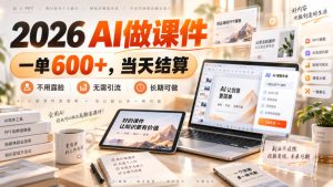 2026 AI做课件,一单600+,当天结算,不用露脸,无需引流,长期可做【揭秘】-开心分享网