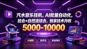 汽水音乐挂G项目,AI批量自动化,挂会+自然流结合,独家技术月收5k-1W+【揭秘】-开心分享网