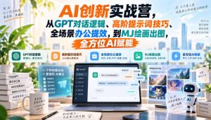 AI创新实战营,从GPT对话逻辑、高阶提示词技巧、全场景办公提效,到MJ绘画出图,全方位AI赋能-开心分享网