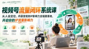 视频号流量闭环系统课,从人设定位、内容变现到IP影响力全链路落地,开启你的IP流量影响力-开心分享网