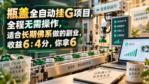 瓶盖全自动挂G项目,全程无需操作,适合长期佛系做的副业,收益6:4分,你拿6【揭秘】-开心分享网