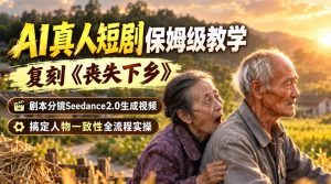 AI真人短剧保姆级教学，复刻《丧失下乡》，剧本分镜Seedance2.0生成视频，搞定人物一致性全流程实操-开心分享网