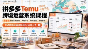 Temu跨境拼多多运营系统课程,零基础学会店铺搭建、风险评估、爆款选品、店铺管理,吃透跨境店铺日常核心运营工作-开心分享网