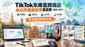 TikTok东南亚跨境店从0开始到出单实战课(基础+进阶),店铺搭建、选品发货、达人对接、GMV投流,学完直接落地出单-开心分享网
