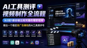 AI工具测评视频制作全流程,从0到1教你做出高完播的爆款视频,做出一个稳定接广告賺钱的AI工具测评号-开心分享网