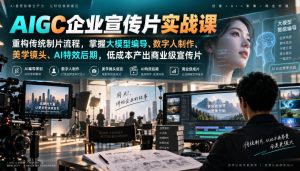 AIGC企业宣传片实战课，重构传统制片流程，掌握大模型编导、数字人制作、美学镜头、AI特效后期，低成本产出商业级宣传片-开心分享网