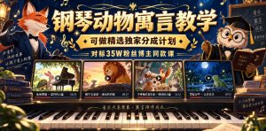 钢琴动物寓言教学，可做精选独家分成计划，对标35W粉丝博主同款课-开心分享网
