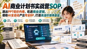 【无水印】AI商业计划书实战营SOP,跳出PPT低价内卷,吃透商业逻辑,借助AI全自动产出专业BP,打造高溢价接单副业-开心分享网