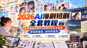 【无水印】2026AI漫剧短剧全套教程,从零基础启蒙到S级精品实战全覆盖,学会即落地、制作即变现-开心分享网