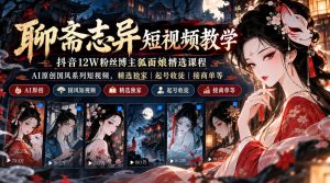 聊斋志异短视频教学,抖音12W粉丝博主狐面娘精选课程,AI原创国风系列短视频,精选独家丨起号收徒丨接商单等-开心分享网