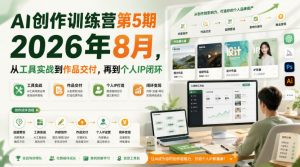 AI创作训练营第5期2026年8月，从工具实战到作品交付，再到个人IP闭环（更新0904）-开心分享网