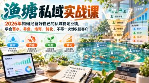 渔塘私域实战课，2026年如何经营好自己的私域稳定业绩，学会蓄水、养鱼、培育、转化，不再一次性收割客户-开心分享网
