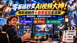 零基础秒变AI视频大神!电影级制作+接单变现全攻略,模板直接抄,无需任何技术经验!【原创双语字幕】-开心分享网