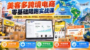美客多跨境电商零基础陪跑实战课:从店铺开通、AI商品上架、科学选品、利润核算与运营优化,从0到1开启美客多跨境-开心分享网