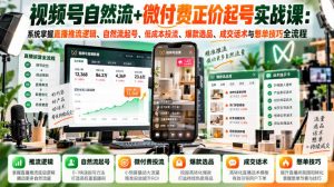 视频号自然流+微付费正价起号实战课:系统掌握直播推流逻辑、自然流起号、低成本投流、爆款选品、成交话术与憋单技巧全流程-开心分享网