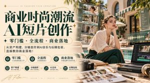商业时尚潮流AI短片创作|零门槛・全流程・商业落地,从资产构建、分镜创作到AI音乐与后期包装,直接教你商业落地!-开心分享网