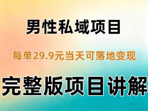 男性私域项目每单29.9，当天就能落地变现【不是S粉项目】详细拆解-开心分享网