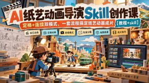 AI纸艺动画导演Skill创作课|定格+连续双模式,一套流程搞定纸艺动画成片【教程+skill】-开心分享网