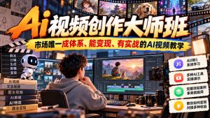 Ai视频创作大师班,市场唯一成体系、能变现、有实战的AI视频教学(更新2026)-开心分享网