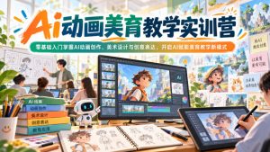 Ai动画美育教学实训营，零基础入门掌握AI动画创作、美术设计与创意表达，开启AI赋能美育教学新模式-开心分享网
