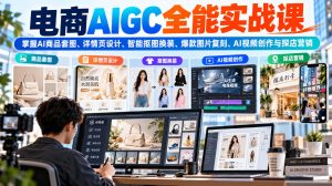 电商AIGC全能实战课：掌握AI商品套图、详情页设计、智能抠图换装、爆款图片复刻、AI视频创作与探店营销-开心分享网