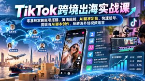 TikTok跨境出海实战课:零基础掌握账号搭建、算法规则、AI精准定位、快速起号、剪辑与AI脚本创作,玩转海外短视频运营-开心分享网