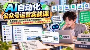 AI自动化公众号运营实战课,系统掌握AI公众号自动化内容创作技术,打造可持续优化、可重复使用的个人AI内容生产工作台-开心分享网