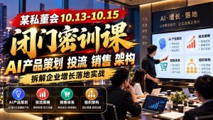 某私董会10.13-10.15闭门密训课，AI产品策划投流销售架构，拆解企业增长落地实战-开心分享网